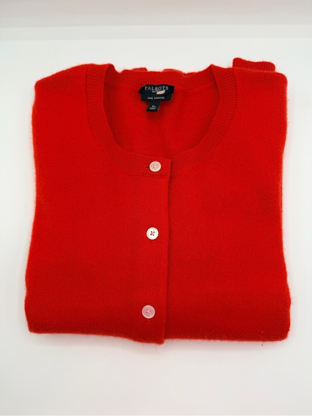 Talbots Pure Cashmere Button Front Cardigan Sweater Short Sleeve Size SP